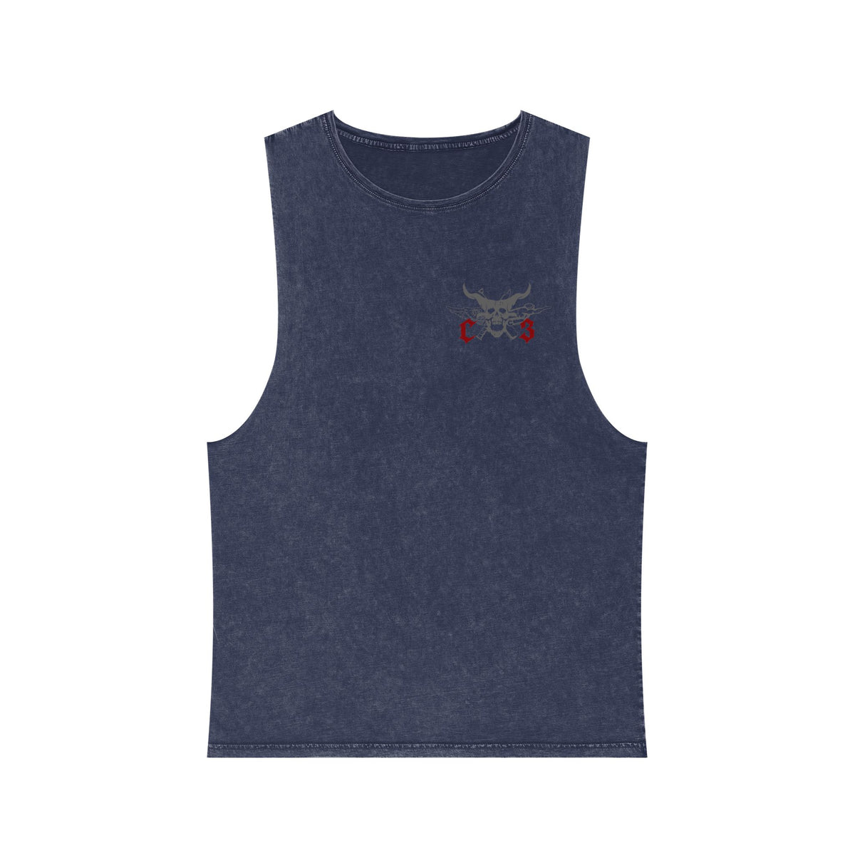 Crooks & Company Stonewash Tank Top — Graphic Skull Biker Muscle Tee