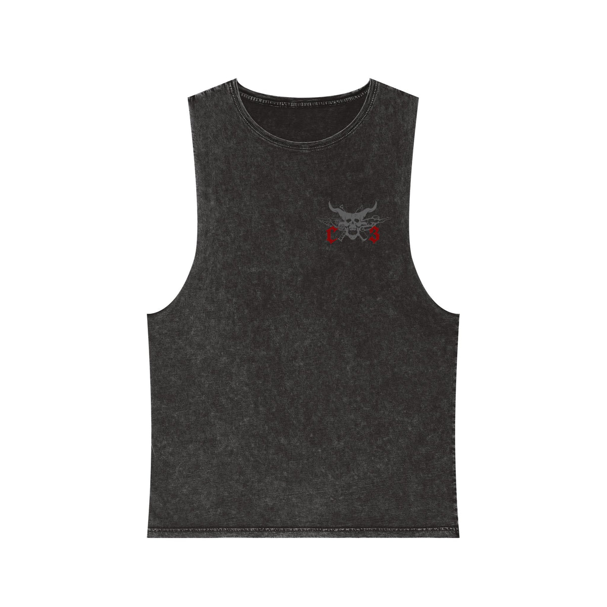 Crooks & Company Stonewash Tank Top — Graphic Skull Biker Muscle Tee
